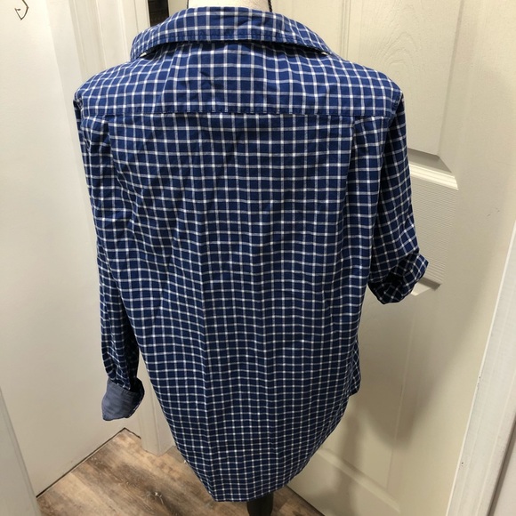 Michael Kors blue plaid button down top Size S - Picture 5 of 5